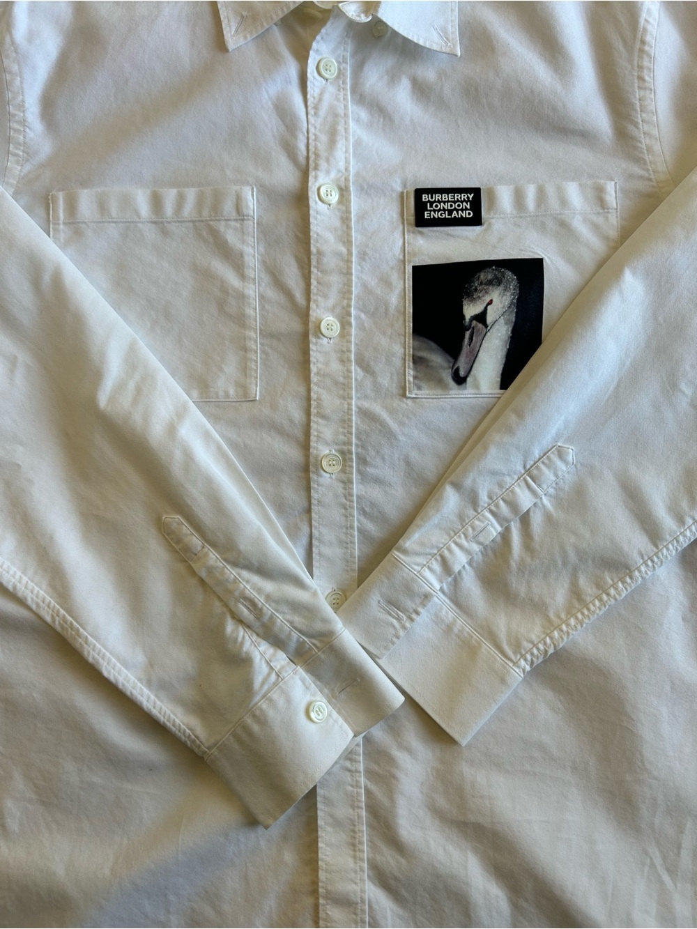 Burberry London England Swan Graphic Button Up Shirt XL White - Picture 7 of 7